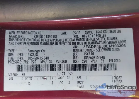 2014 Ford Fiesta Se из США, поврежденный, VIN 3FADP4EJ0EM103306